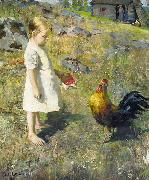'The girl and the rooster', Akseli Gallen-Kallela